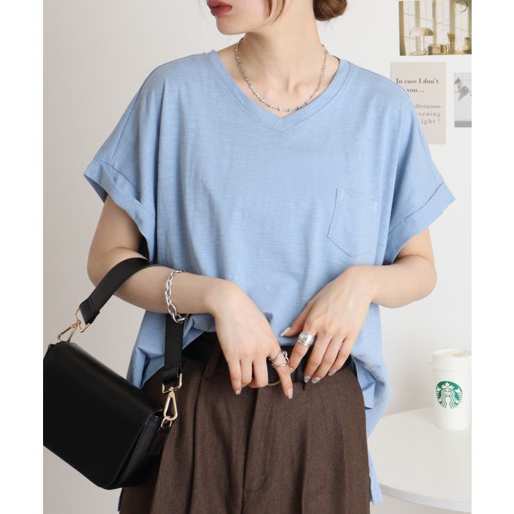 【M L】オーバーサイズポケット付きVネックTee Tシャツ | JungleJalopy | 詳細画像76 