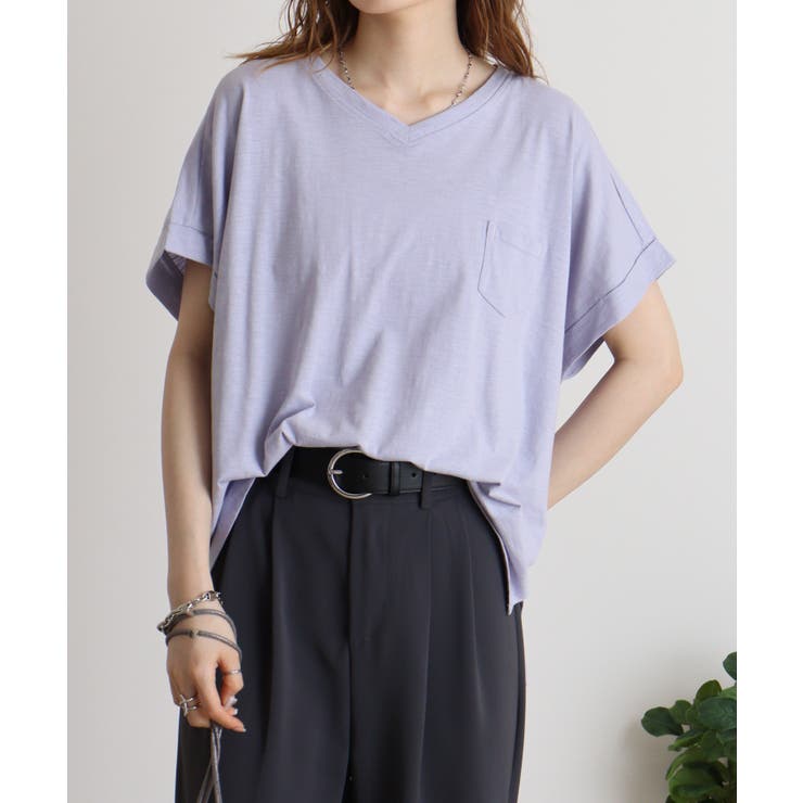 【M L】オーバーサイズポケット付きVネックTee Tシャツ | JungleJalopy | 詳細画像9 