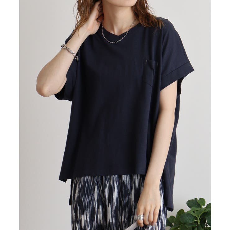 NAVY | 【M L】オーバーサイズポケット付きVネックTee Tシャツ | JungleJalopy