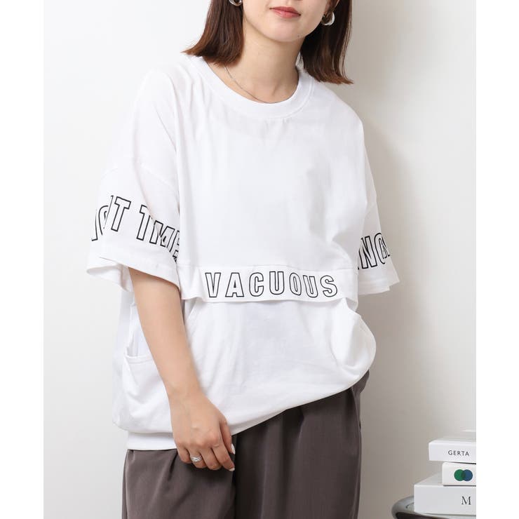 WHITE | ポケット付きオーバーサイズシルエットロゴプリントTシャツ レディース | JungleJalopy