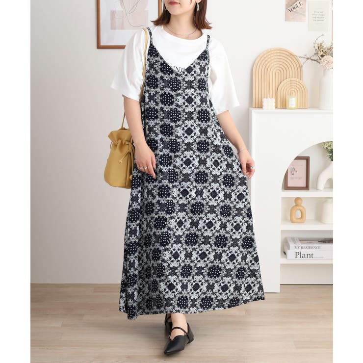 レーヨンキャミOP＋小花柄天竺Tシャツアンサンブル レディース | JungleJalopy | 詳細画像4 