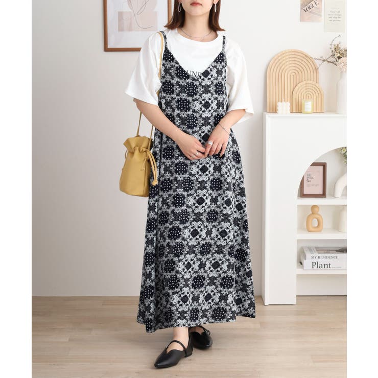 NAVY | レーヨンキャミOP＋小花柄天竺Tシャツアンサンブル レディース | JungleJalopy