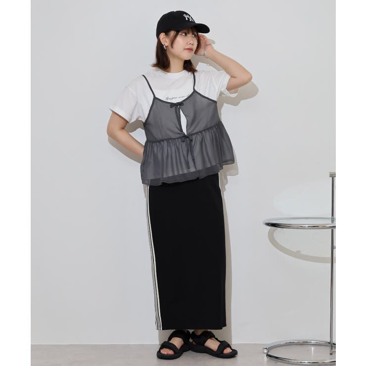 シフォン ビスチェ キャミソール＋ロゴプリントTシャツ | JungleJalopy | 詳細画像15 