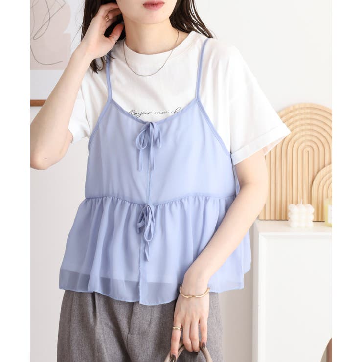 シフォン ビスチェ キャミソール＋ロゴプリントTシャツ | JungleJalopy | 詳細画像4 