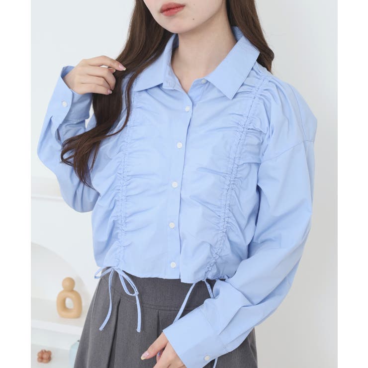 ショート丈 フロントシャーリング シャツ レディース | JungleJalopy | 詳細画像11 