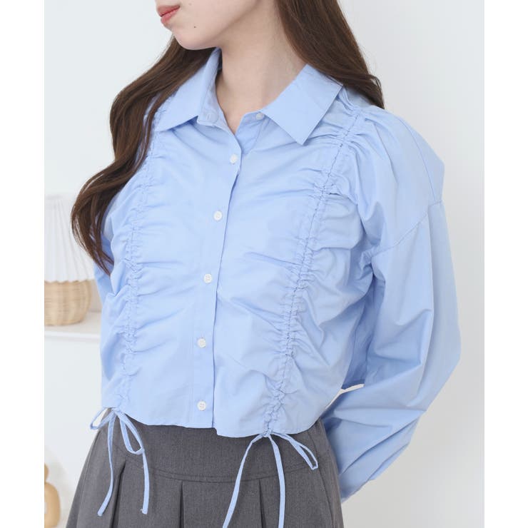 ショート丈 フロントシャーリング シャツ レディース | JungleJalopy | 詳細画像12 