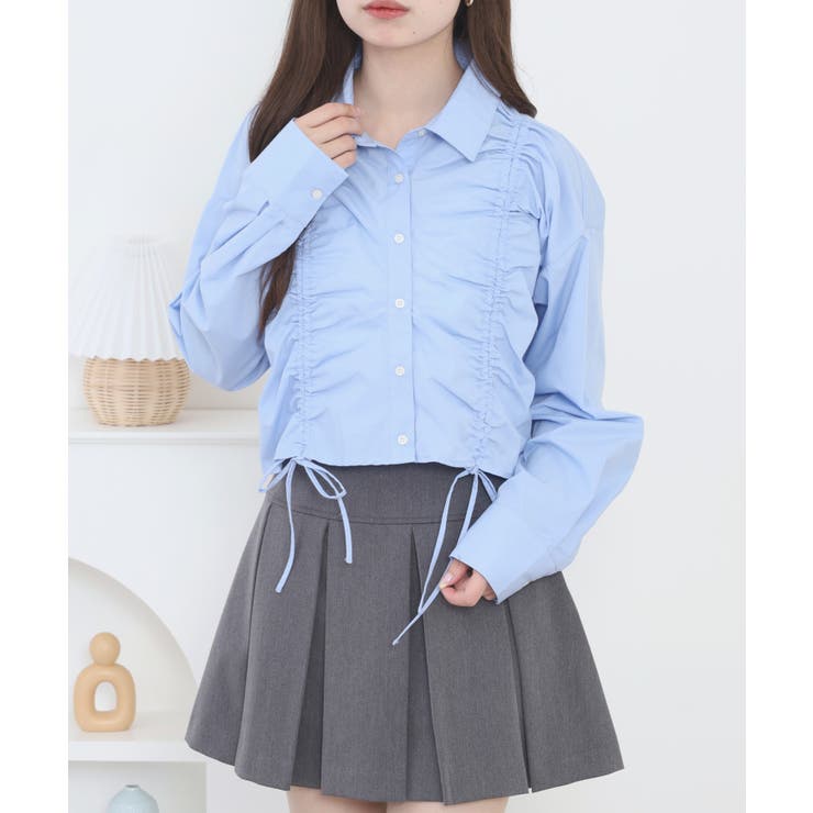 ショート丈 フロントシャーリング シャツ レディース | JungleJalopy | 詳細画像14 