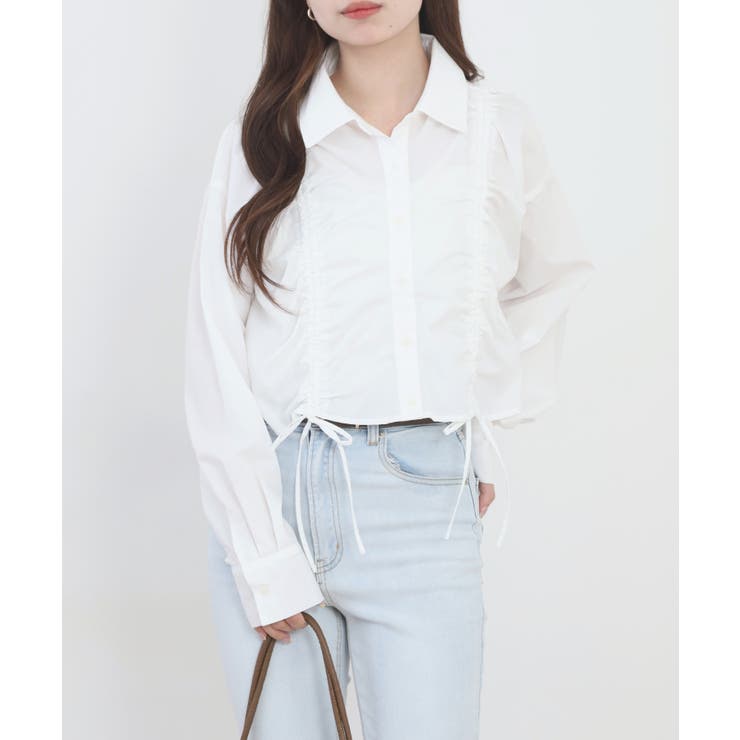 ショート丈 フロントシャーリング シャツ レディース | JungleJalopy | 詳細画像4 