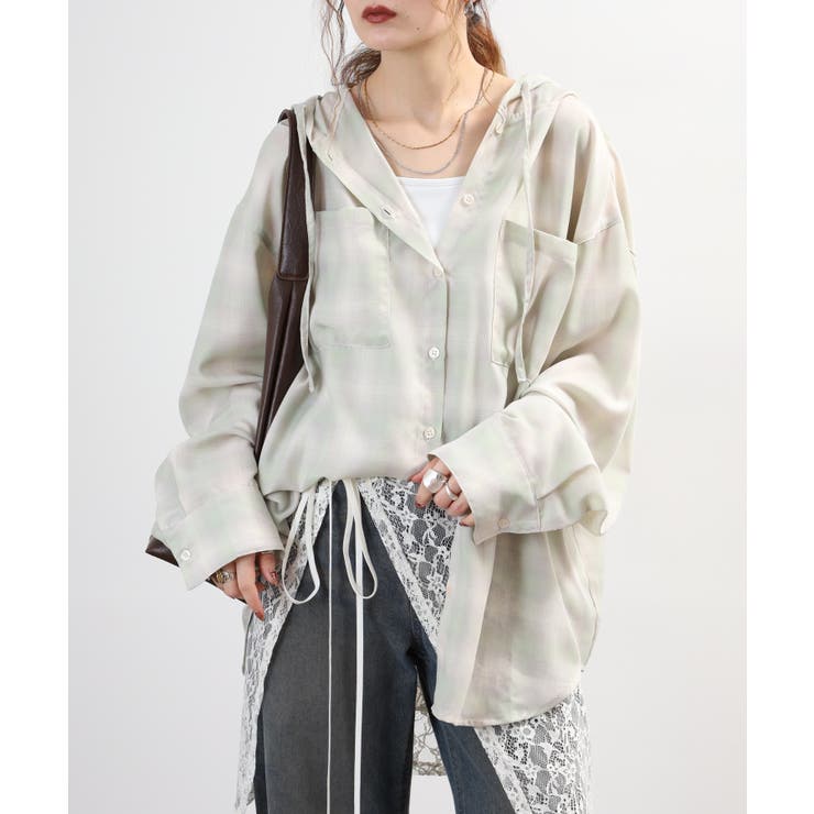 フードビッグチェックシャツ トップス チェック | JungleJalopy | 詳細画像10 