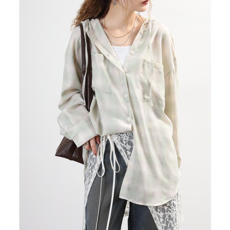 フードビッグチェックシャツ トップス チェック | JungleJalopy | 詳細画像11 