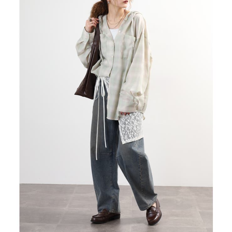 フードビッグチェックシャツ トップス チェック | JungleJalopy | 詳細画像14 