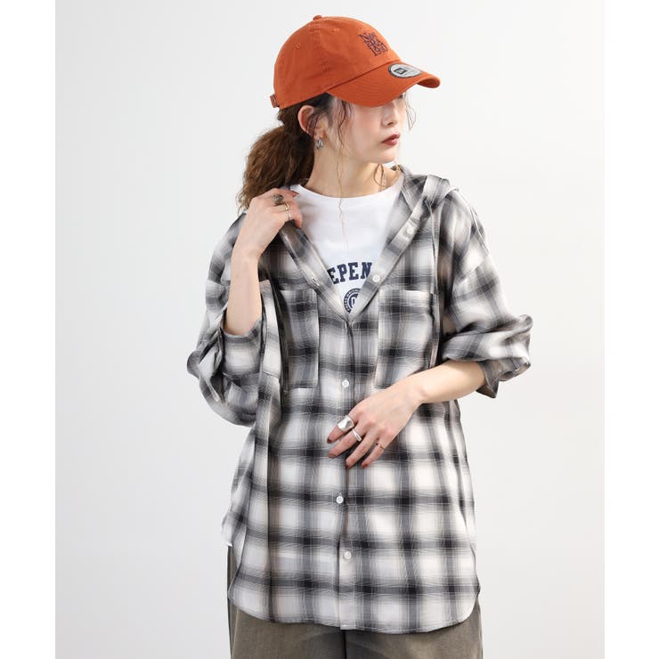 フードビッグチェックシャツ トップス チェック | JungleJalopy | 詳細画像18 