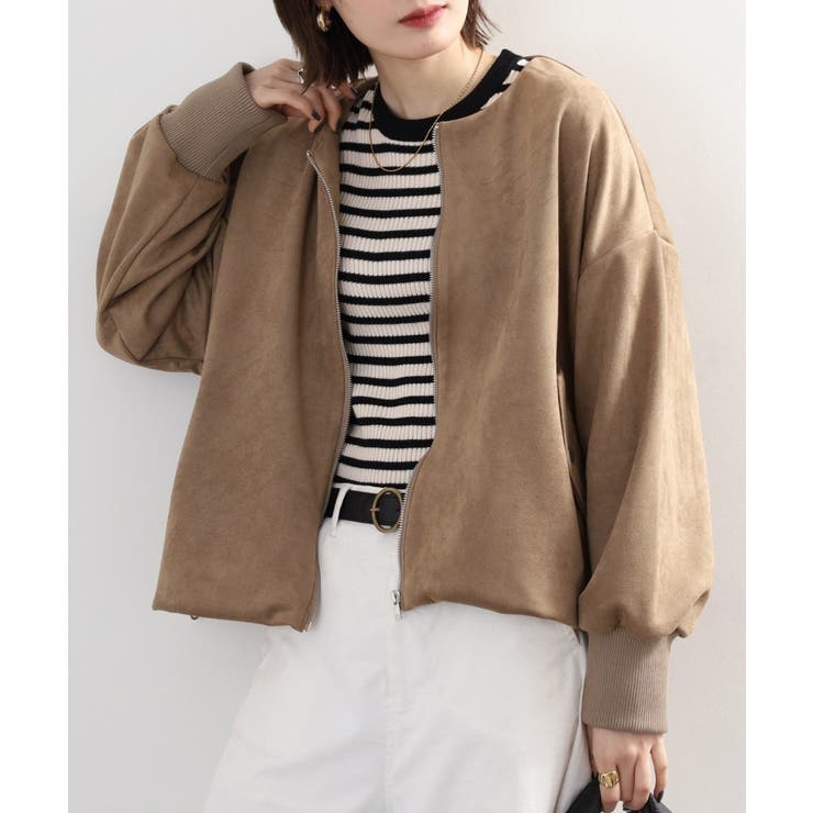 スエードポンチ裾バルーンリブブルゾン レディース | JungleJalopy | 詳細画像6 