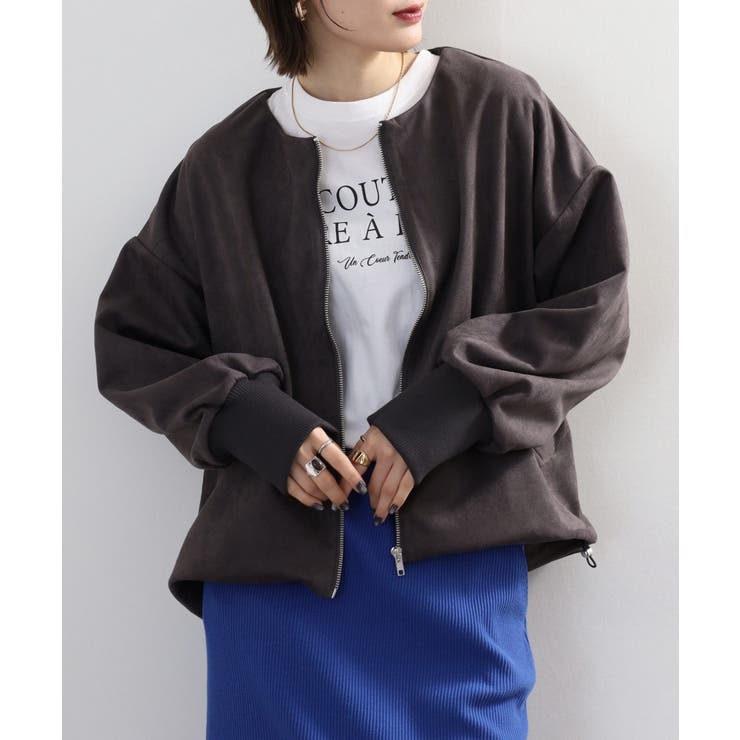 SUMIKURO | スエードポンチ裾バルーンリブブルゾン レディース | JungleJalopy