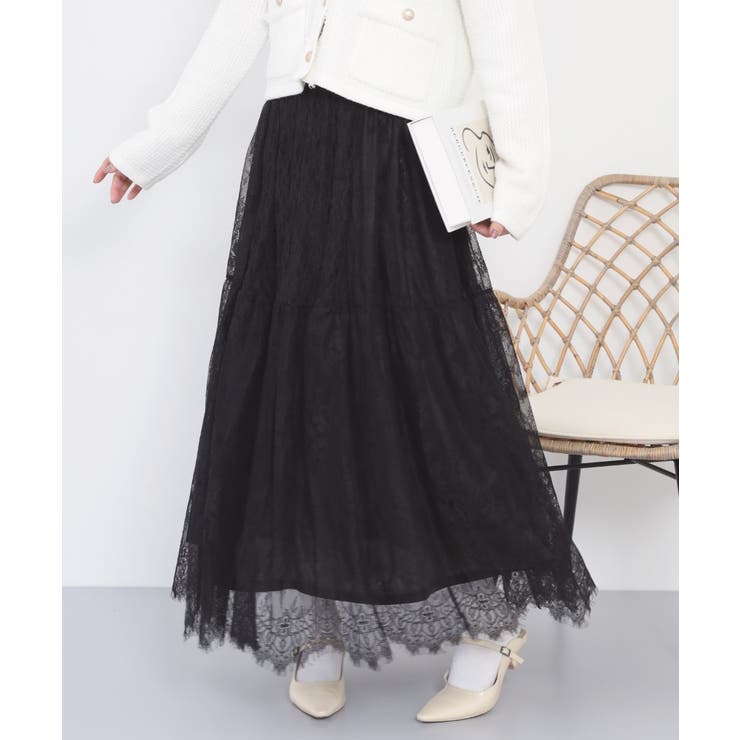 ひげレース切替ロング丈スカート レディース | JungleJalopy | 詳細画像1 