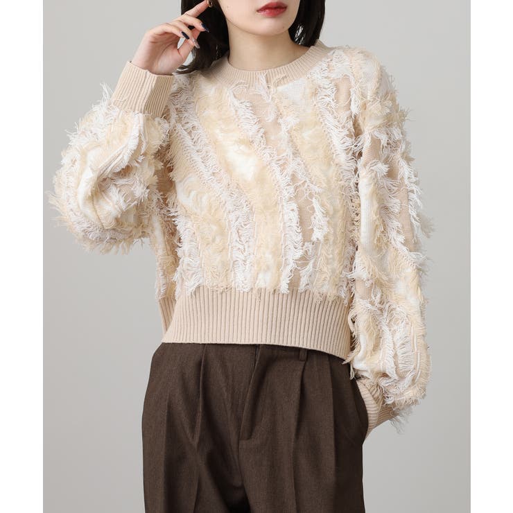 モヘアタッチ フリンジジャガード ニット | JungleJalopy | 詳細画像10 