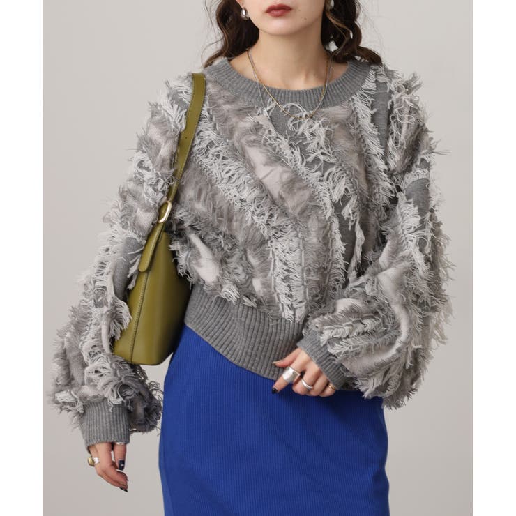 モヘアタッチ フリンジジャガード ニット | JungleJalopy | 詳細画像19 