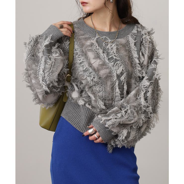 モヘアタッチ フリンジジャガード ニット | JungleJalopy | 詳細画像20 