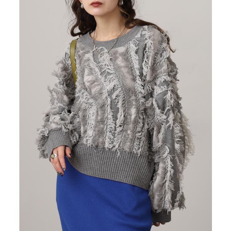 モヘアタッチ フリンジジャガード ニット | JungleJalopy | 詳細画像21 