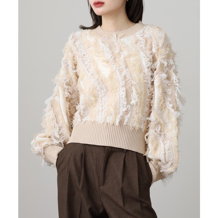 モヘアタッチ フリンジジャガード ニット | JungleJalopy | 詳細画像9 