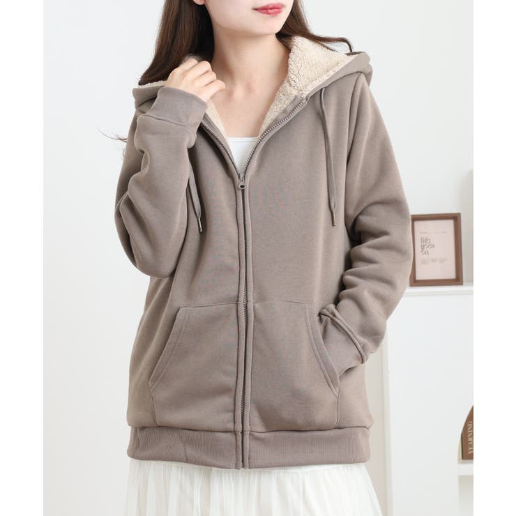 MOCHA | 裏ボア ジップアップ パーカー | JungleJalopy