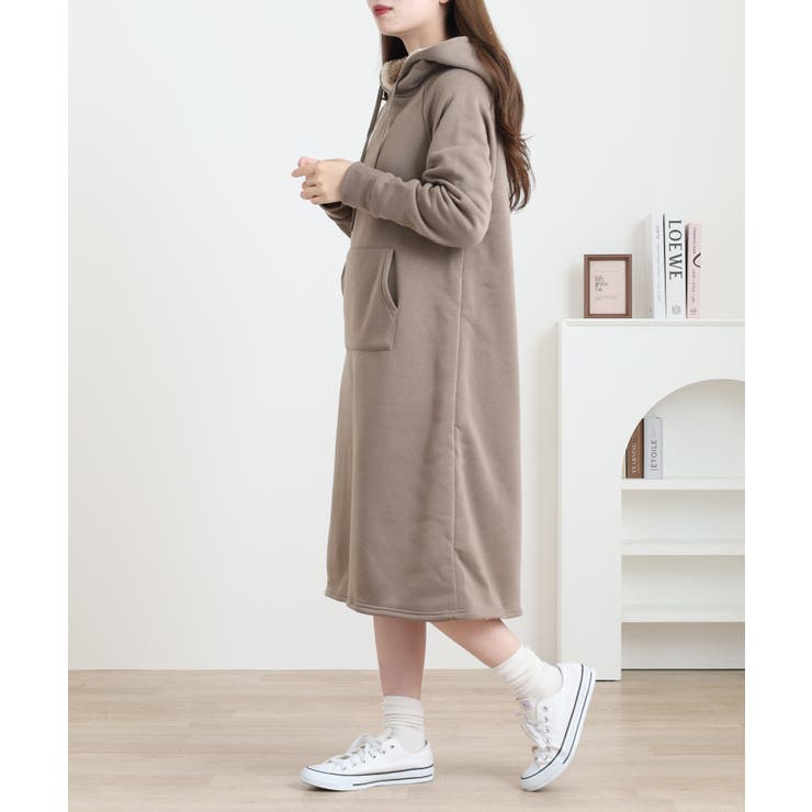 裏ボア パーカー ワンピース | JungleJalopy | 詳細画像15 