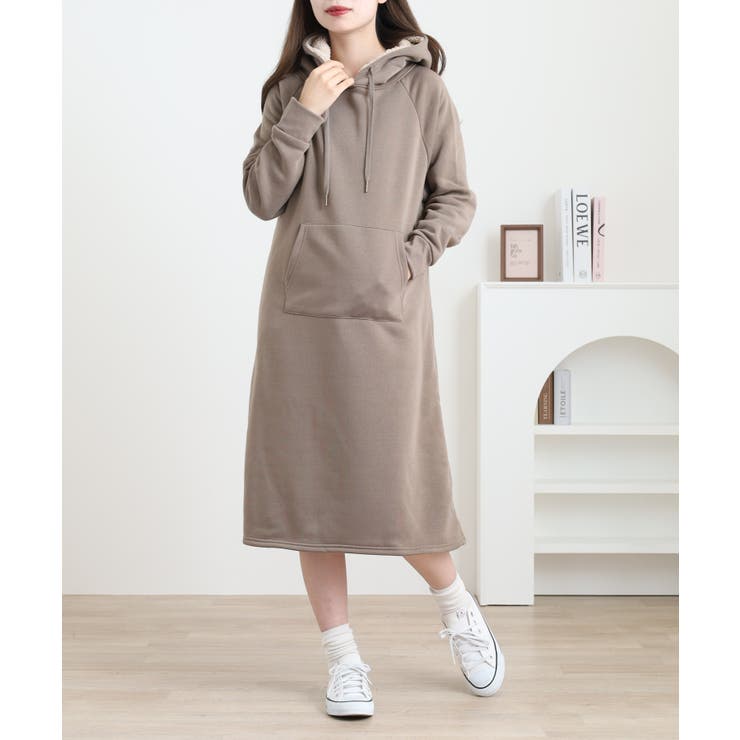 裏ボア パーカー ワンピース | JungleJalopy | 詳細画像3 