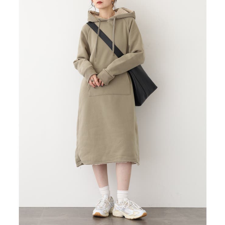 KHAKI | 裏ボア パーカー ワンピース | JungleJalopy