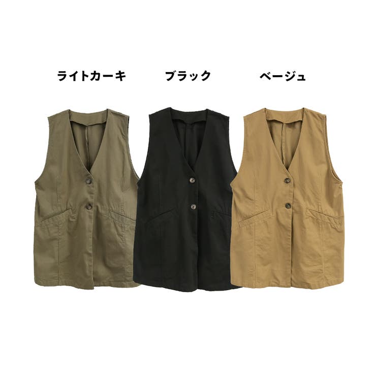 ベスト ジレ ツイルノーカラージレ レディース ツイルノーカラージレ ベスト ノースリーブ[品番：BEKW0000546