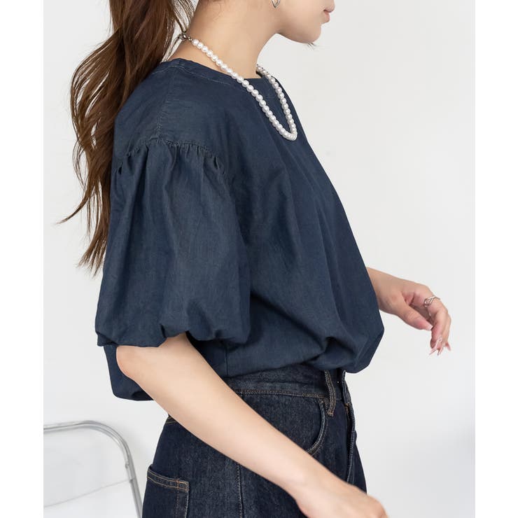 エアリーデニム 袖パフスリーブシャツ レディース 大きいサイズ | JungleJalopy | 詳細画像11 