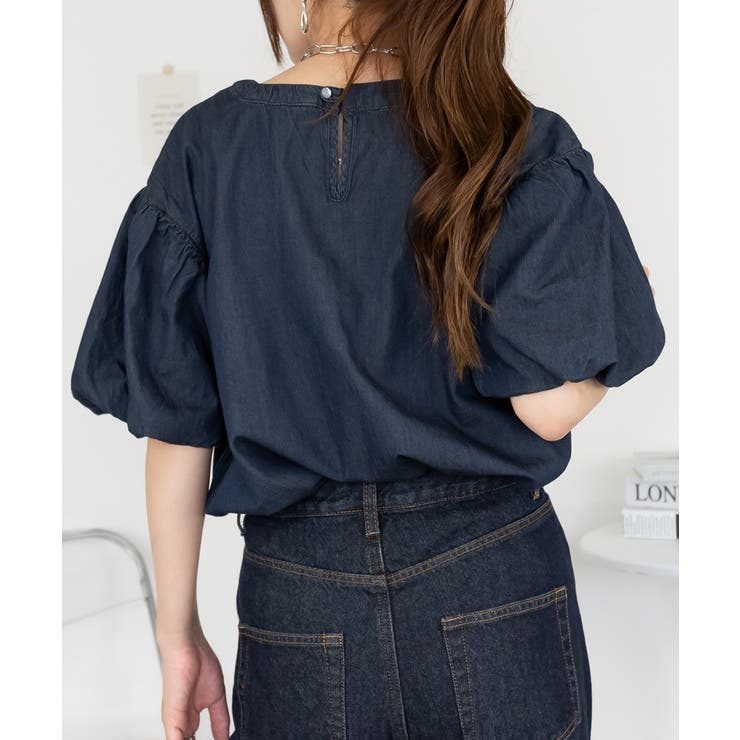 エアリーデニム 袖パフスリーブシャツ レディース 大きいサイズ | JungleJalopy | 詳細画像12 