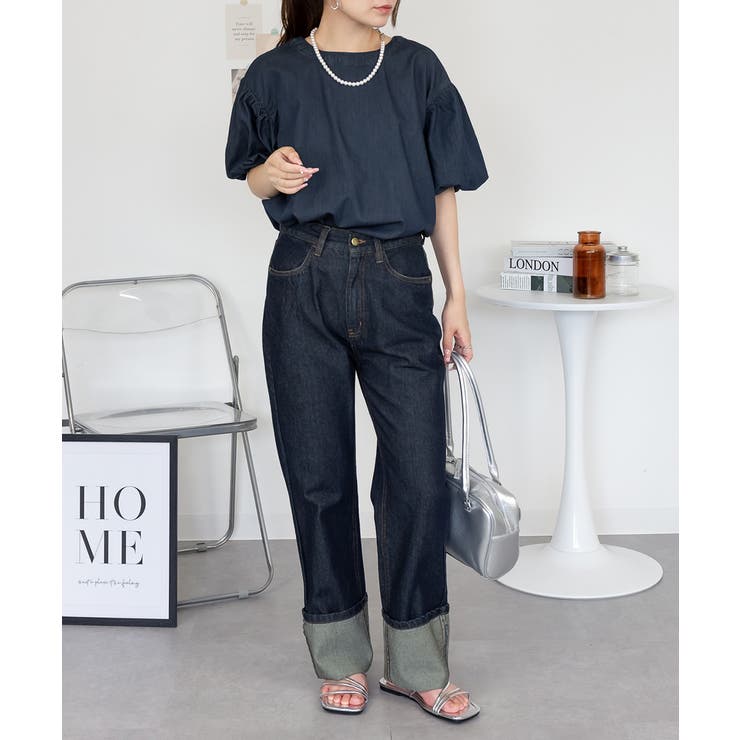 エアリーデニム 袖パフスリーブシャツ レディース 大きいサイズ | JungleJalopy | 詳細画像13 