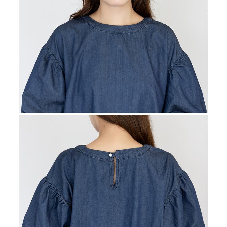 エアリーデニム 袖パフスリーブシャツ レディース 大きいサイズ | JungleJalopy | 詳細画像19 