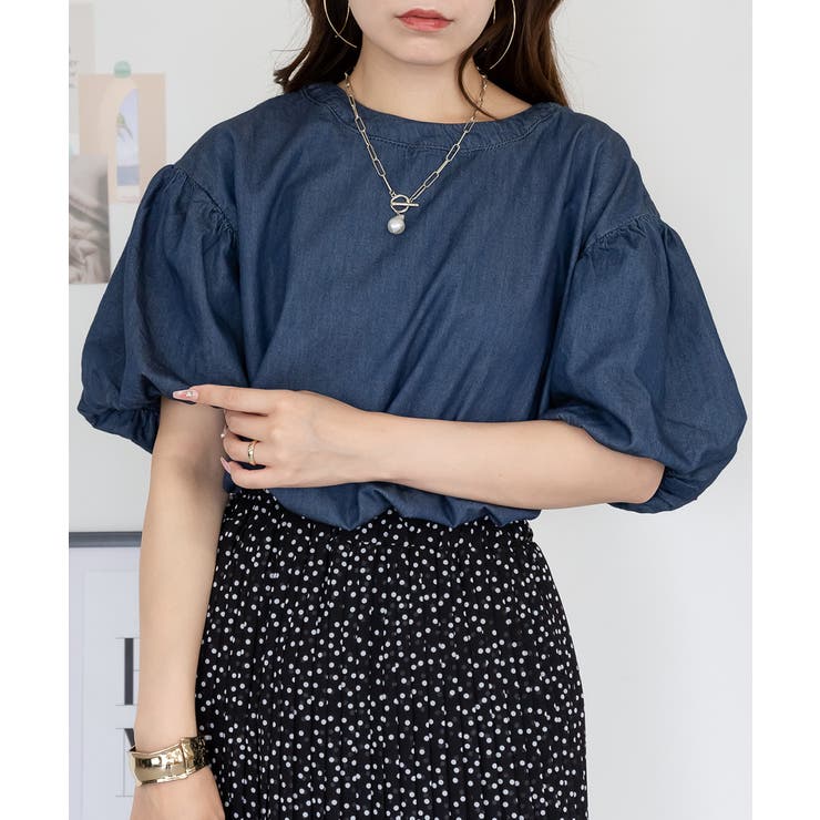 エアリーデニム 袖パフスリーブシャツ レディース 大きいサイズ | JungleJalopy | 詳細画像2 