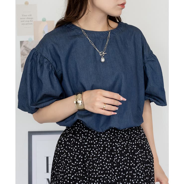 エアリーデニム 袖パフスリーブシャツ レディース 大きいサイズ | JungleJalopy | 詳細画像3 