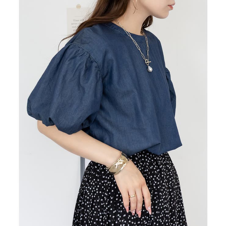 エアリーデニム 袖パフスリーブシャツ レディース 大きいサイズ | JungleJalopy | 詳細画像4 
