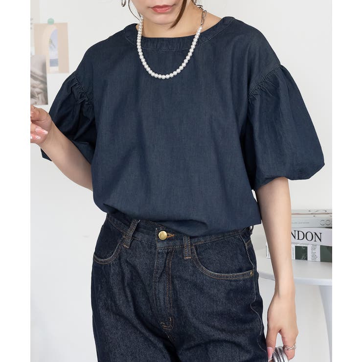 エアリーデニム 袖パフスリーブシャツ レディース 大きいサイズ | JungleJalopy | 詳細画像9 