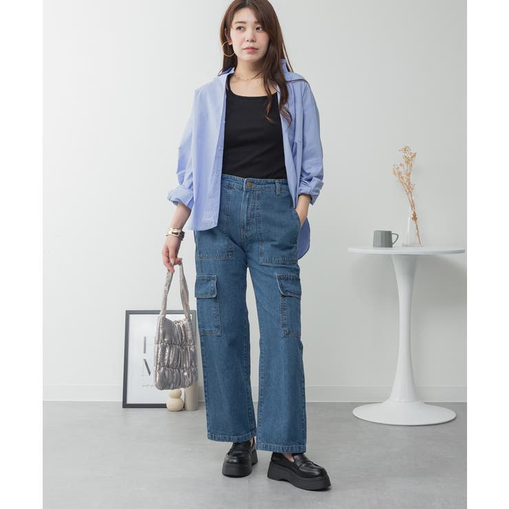 大きいサイズ レディース デニムカーゴパンツ | JungleJalopy | 詳細画像3 