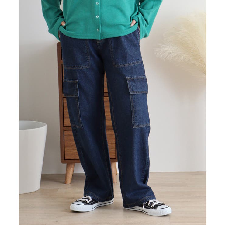 NAVY | 大きいサイズ レディース デニムカーゴパンツ | JungleJalopy