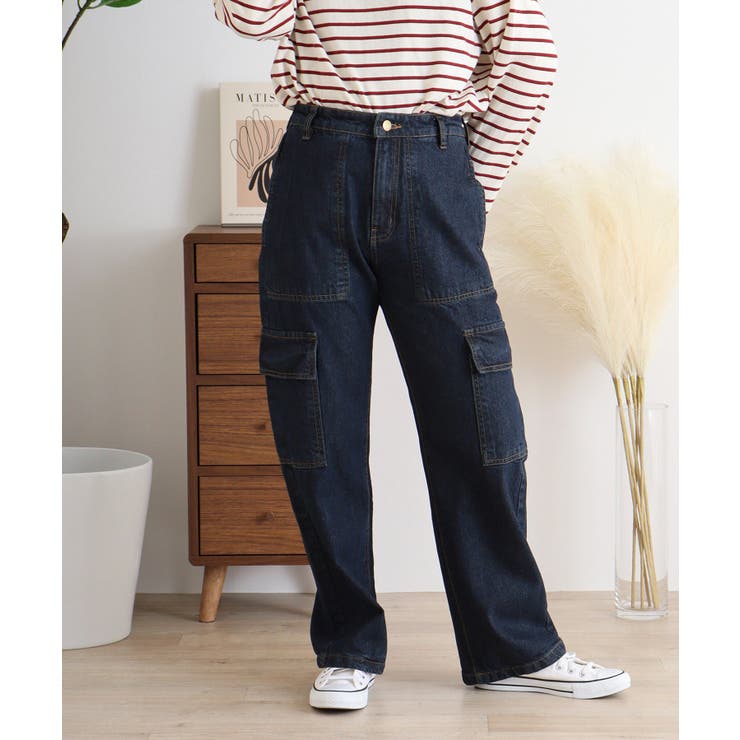 ONEW-NAVY | 大きいサイズ レディース デニムカーゴパンツ | JungleJalopy