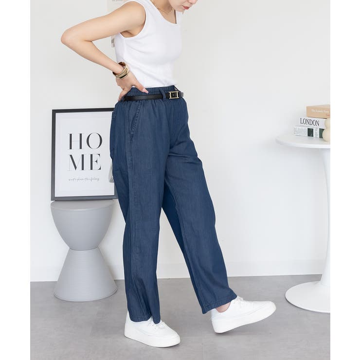 エアリーデニム ウエストゴムパンツ レディース 大きいサイズ | JungleJalopy | 詳細画像15 