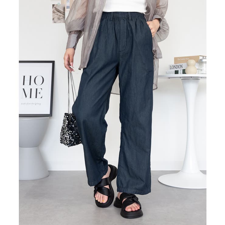 エアリーデニム ウエストゴムパンツ レディース 大きいサイズ | JungleJalopy | 詳細画像18 