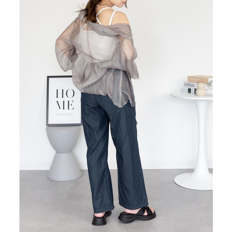 エアリーデニム ウエストゴムパンツ レディース 大きいサイズ | JungleJalopy | 詳細画像24 