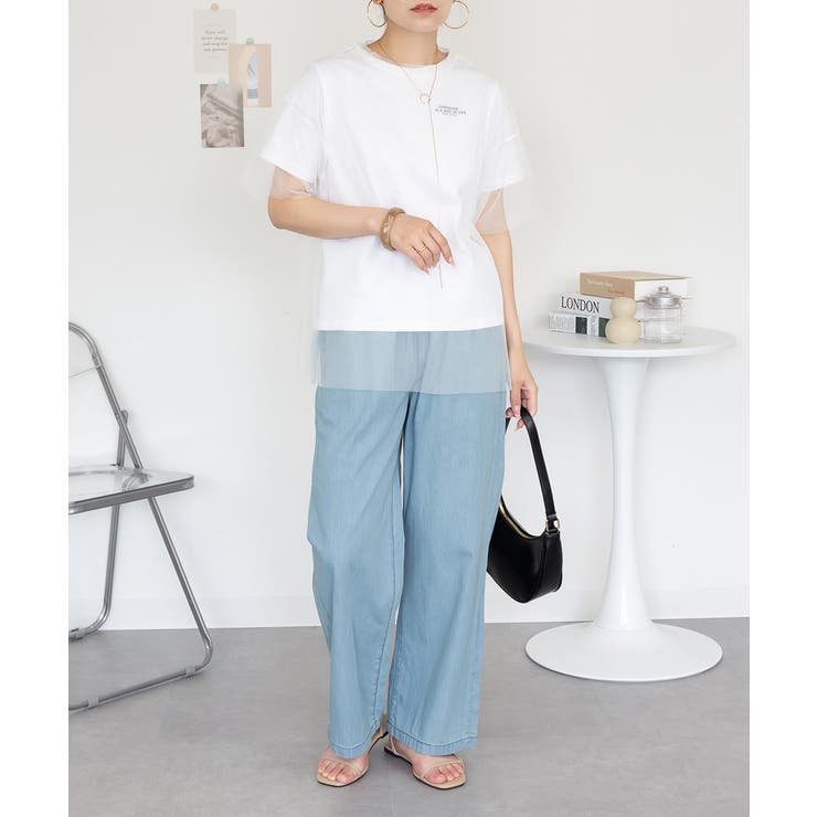 エアリーデニム ウエストゴムパンツ レディース 大きいサイズ | JungleJalopy | 詳細画像6 