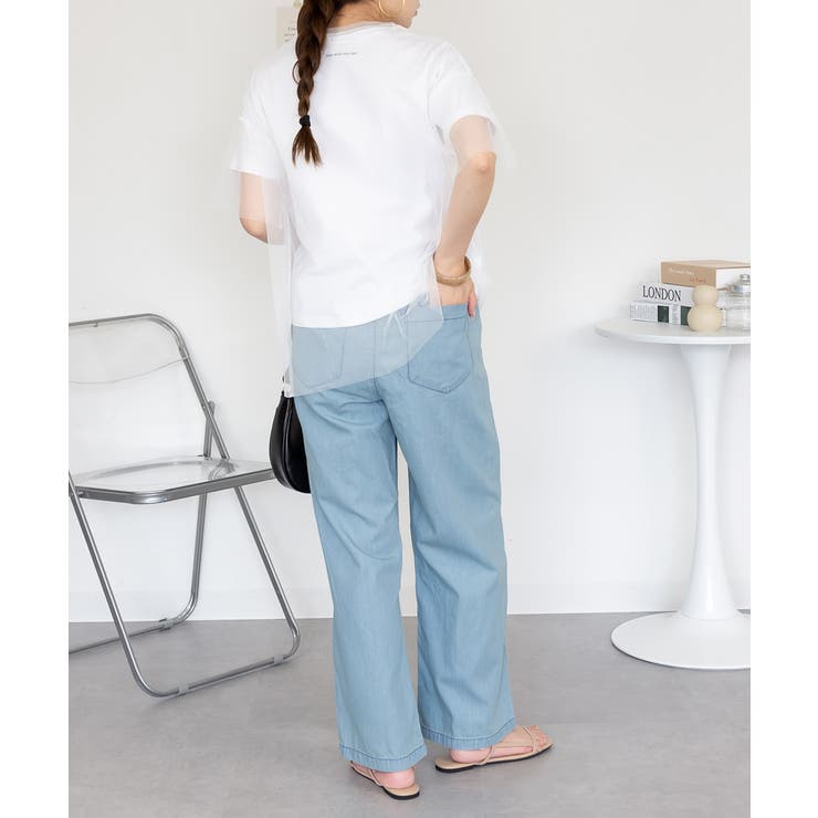 エアリーデニム ウエストゴムパンツ レディース 大きいサイズ | JungleJalopy | 詳細画像8 