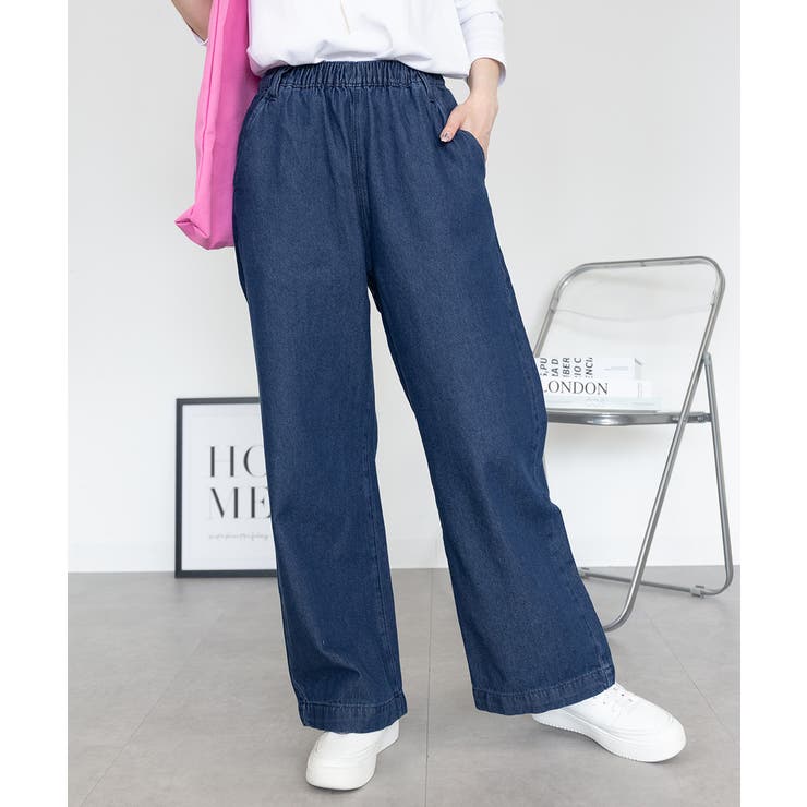 NAVY | デニムオールゴムワイドパンツ デニムパンツ ボトムス | JungleJalopy