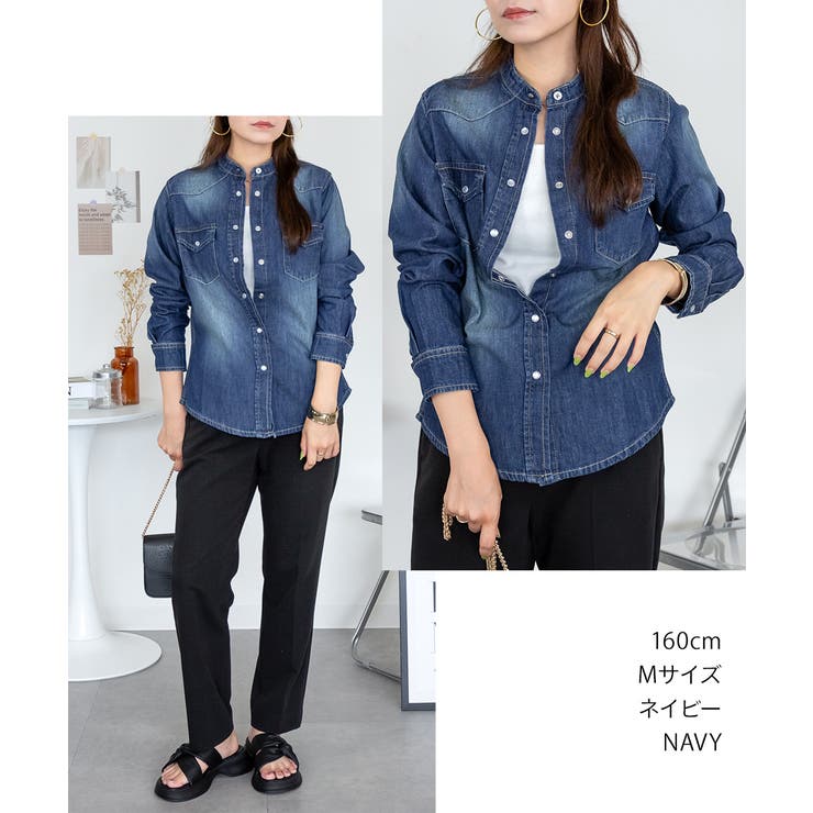 ノーカラーウエスタンデニムシャツ レディース 大きいサイズ レビュー特典あり | JungleJalopy | 詳細画像24 