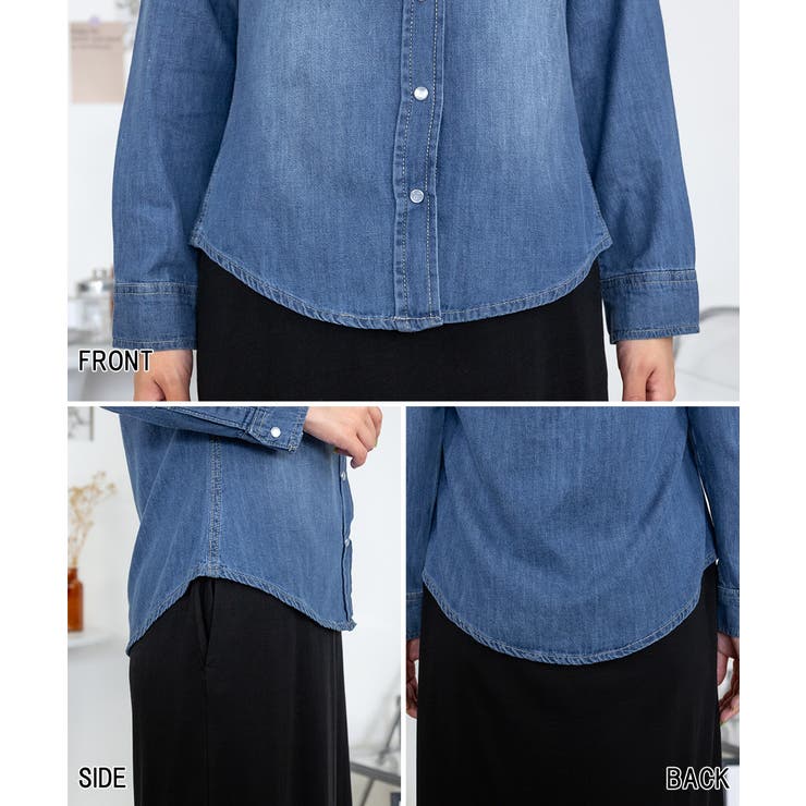 ノーカラーウエスタンデニムシャツ レディース 大きいサイズ レビュー特典あり | JungleJalopy | 詳細画像29 