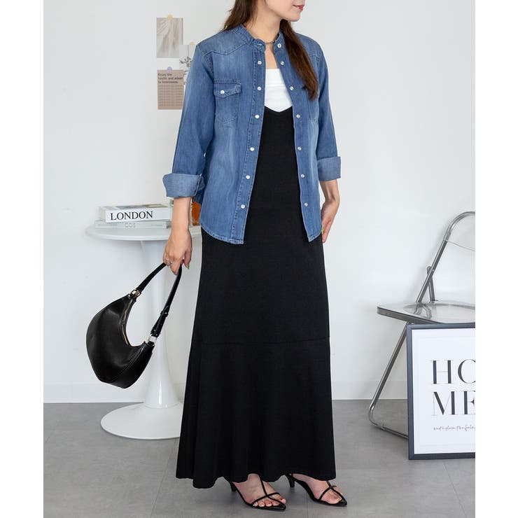 ノーカラーウエスタンデニムシャツ レディース 大きいサイズ レビュー特典あり | JungleJalopy | 詳細画像6 