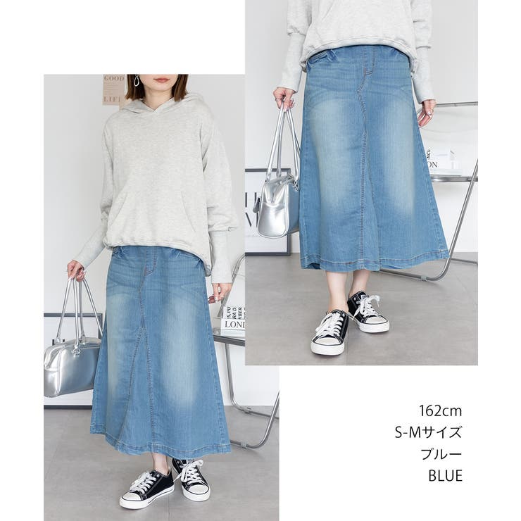 【S-M・L-LL・3L・4L】ウエストリブ デニムロングスカート | JungleJalopy | 詳細画像10 